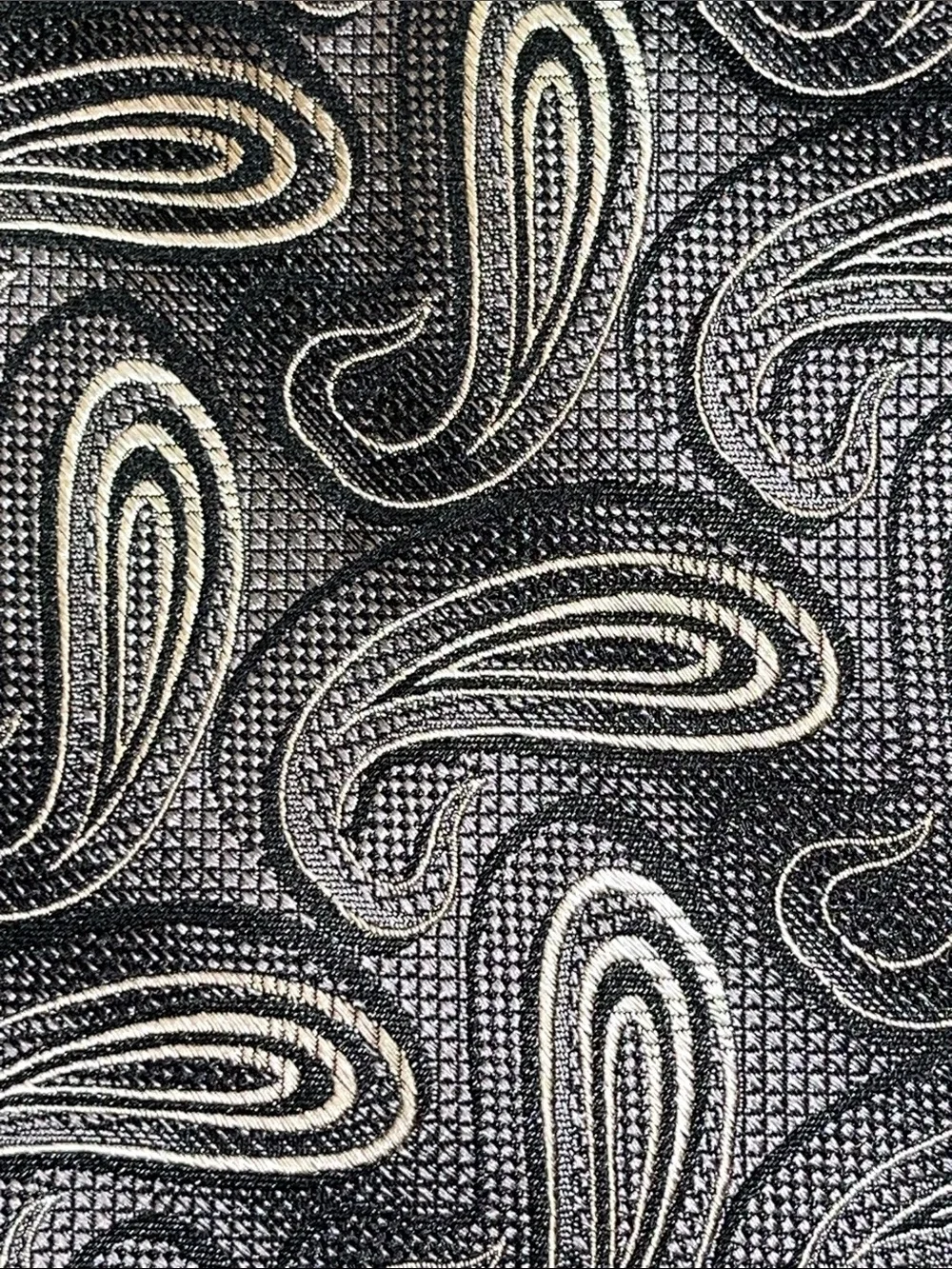 Haggar Black and Silver Paisley Silk Tie